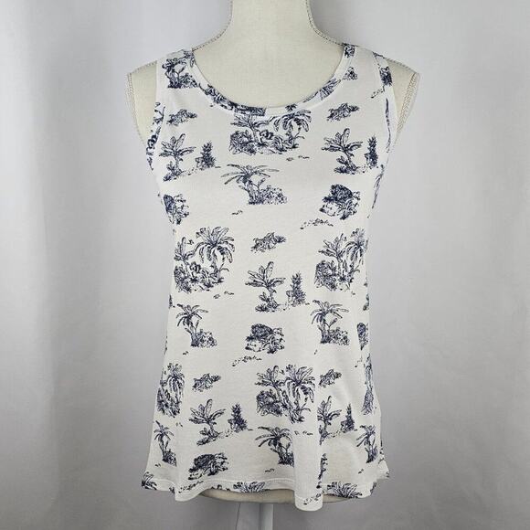 C&C California Women's Palm Tree Print Scoop Neck High Low Tank Top Size X-Small - Picture 1 of 9
